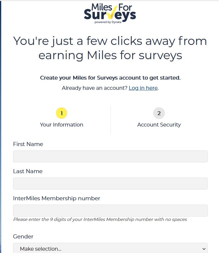 Image shows how to join milesforsurvey using Intermiles membership account number