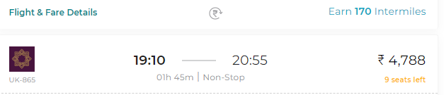 Pic showing Intermiles earning through flight booking
