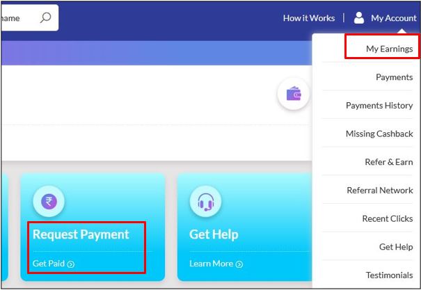Request Payment on Cashkaro